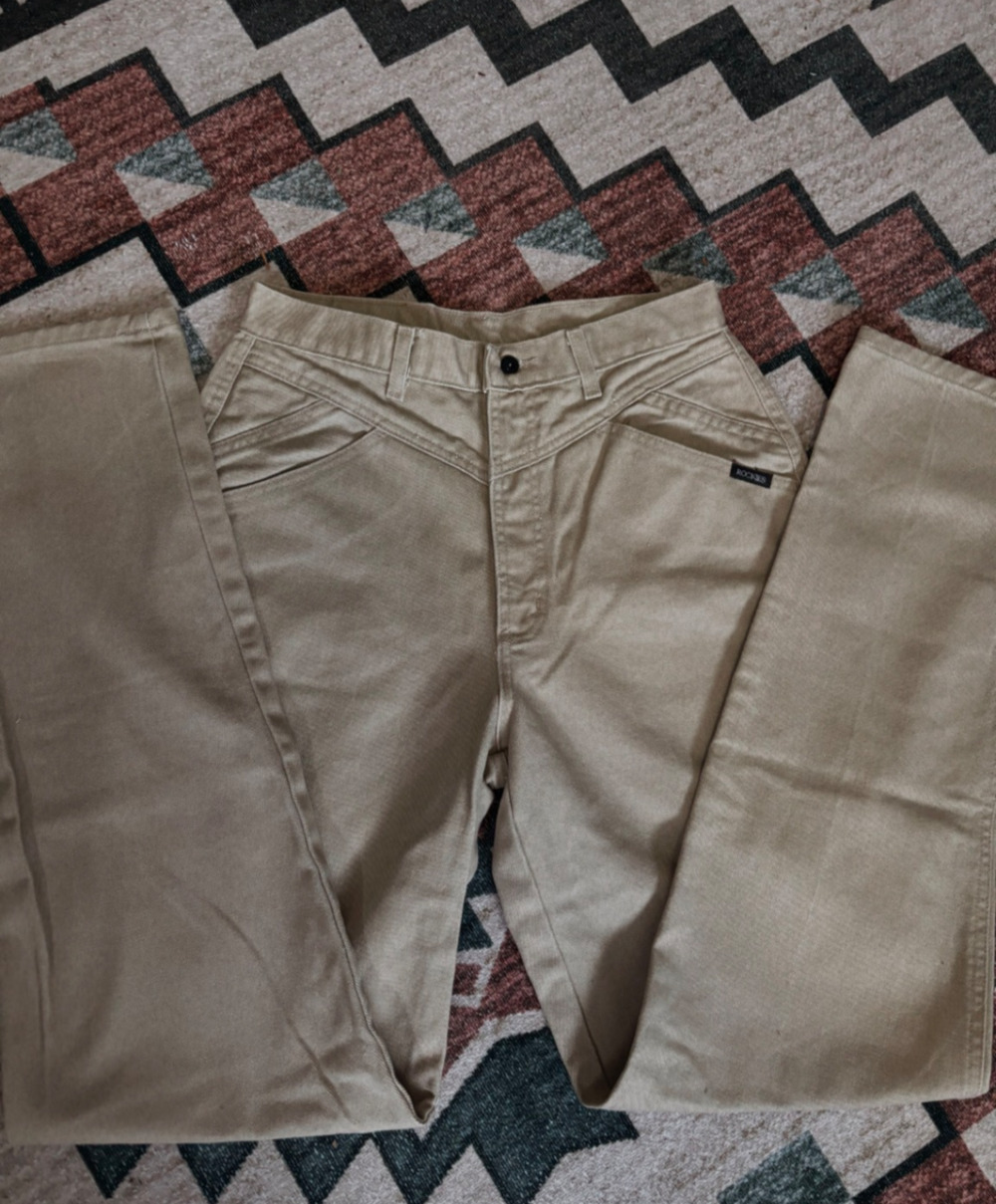 vintage khaki cream tan rockies bareback western jeans 30”